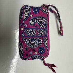 Vera Bradley Pink and Blue Paisley  retired Boysenberry print   Wristlet